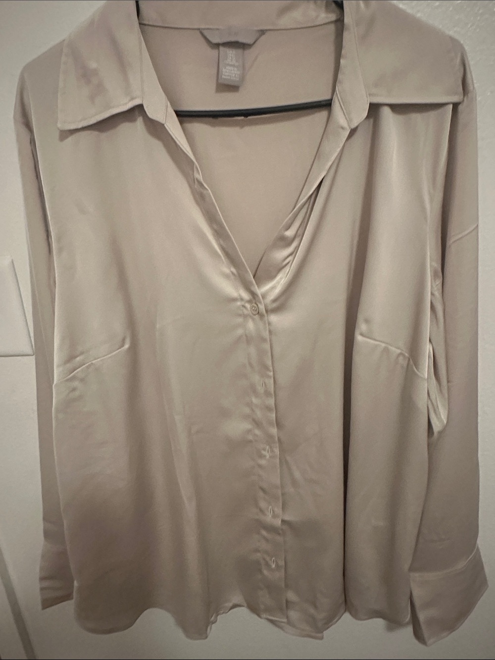 H&M Cream Satin Button-Down Blouse